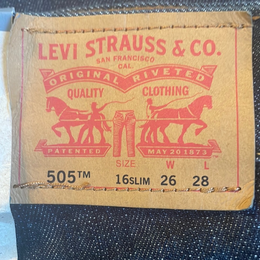 NWT Levis 505 16 slim W26 L28 Dark Jeans